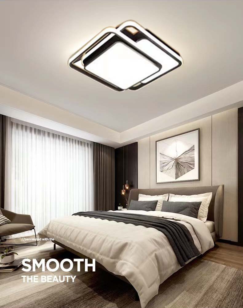 Daskoo Deckenleuchten 49W Modern LED Deckenlampe mit Fernbedienung Dimmbar Wohnzimmer, LED fest integriert, Warmweiß/Neutralweiß/Kaltweiß, LED Deckenleuchte, Stufenloses Dimmen Schwarz | Deckenlampen
