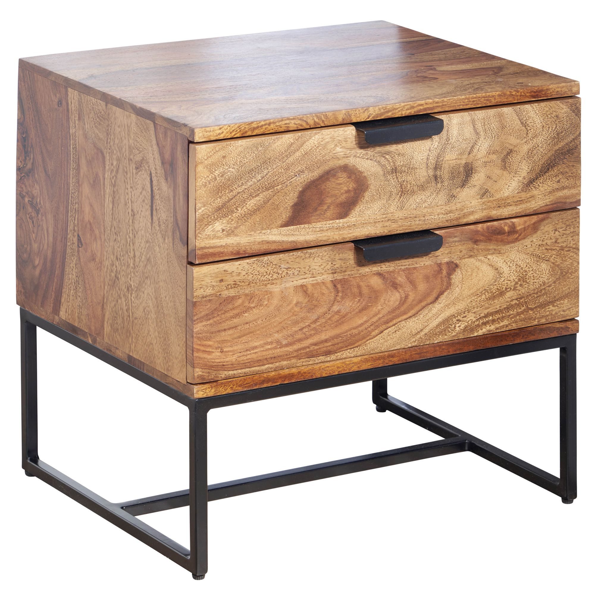 furnicato Nachttisch Nachtkästchen Massivholz Walnuss Finish 50x40x51 cm Braun, Herausnehmbare Schubladen Nachtschrank für dein Boxspringbett