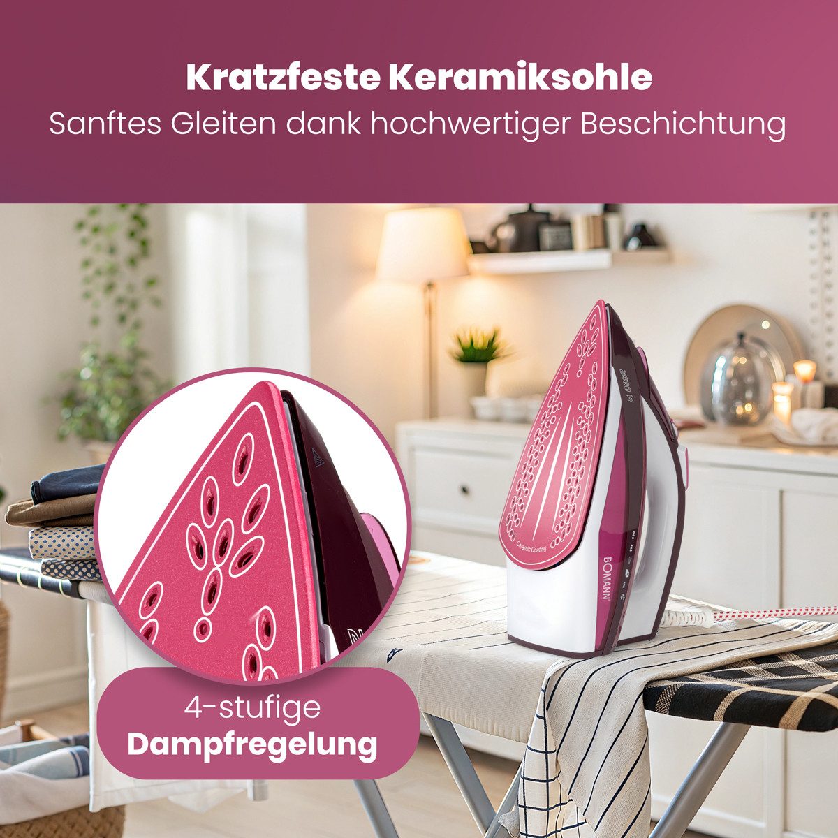 BOMANN Dampfbügeleisen DB 6005 CB, 2600 W, 360° Drehgelenk