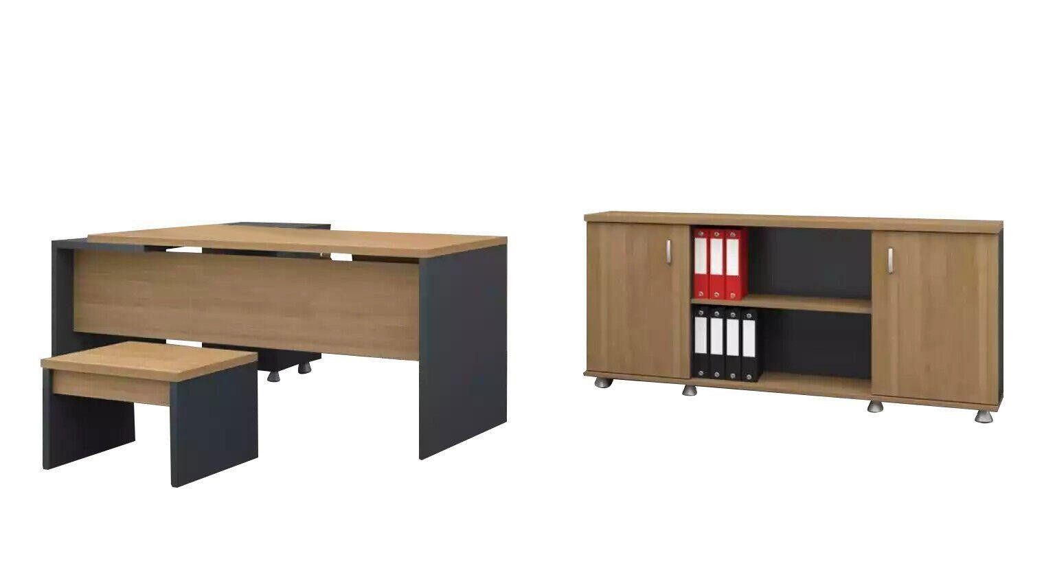 Büromöbel-Set Eckschreibtisch Aktenschrank Couchtisch Arbeitszimmermöbel