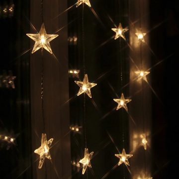 MARELIDA LED-Lichtervorhang LED Lichtervorhang 50 leuchtende Sterne 90x200cm mit Trafo Fensterdeko, 50-flammig
