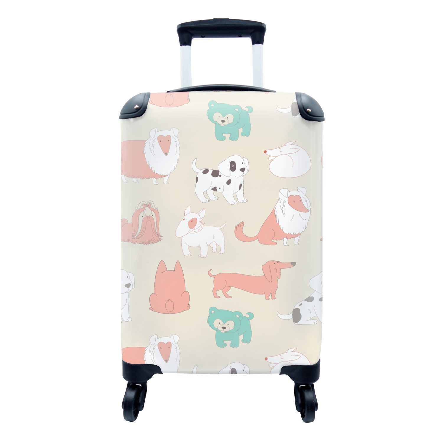 Handgepäck Trolley, Handgepäckkoffer - Ferien, - Mädchen rollen, Reisetasche MuchoWow Jungen Muster - 4 Hund Kinder Reisekoffer mit für Kinder, - Rollen, Welpe - -