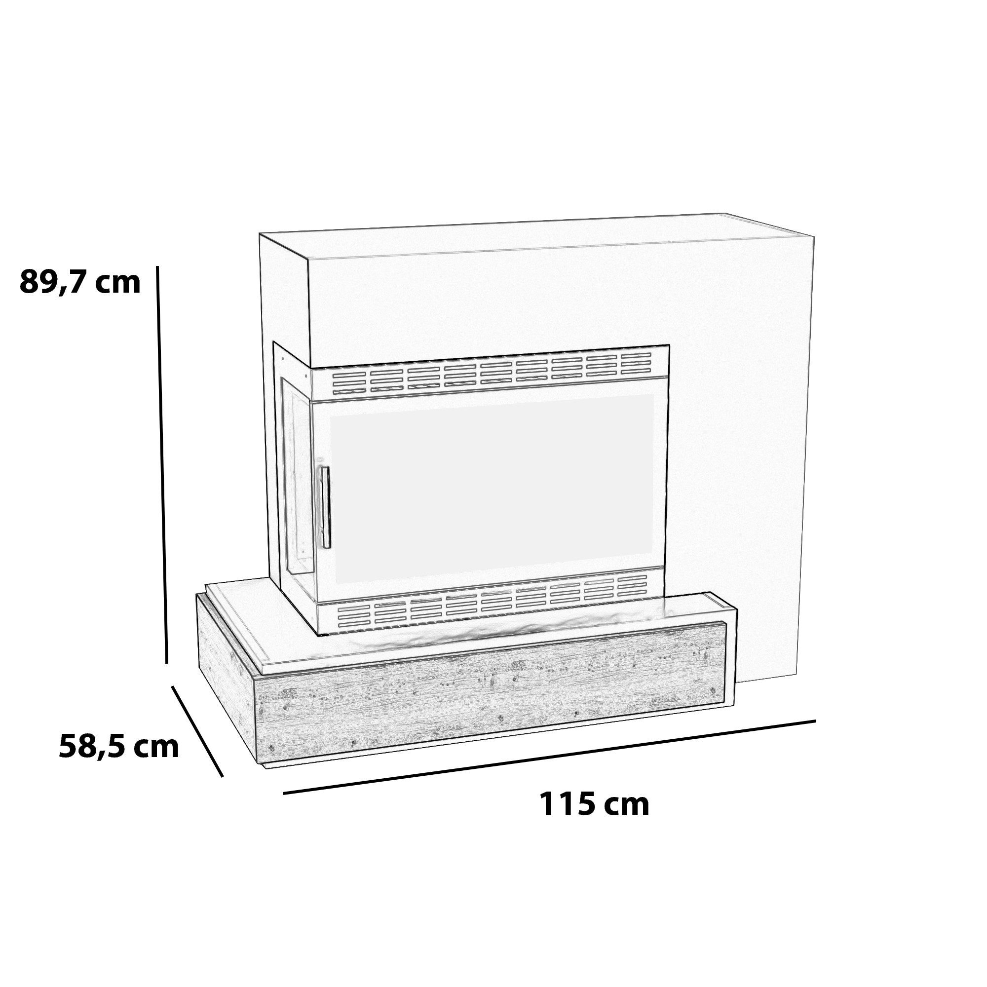 GLOW FIRE Echtfeuer-Dekokamin Narvik XL Vision Ethanol Kamin, Bioethanol Kamin mit 3h Brenndauer, Heizleistung bis 2KW