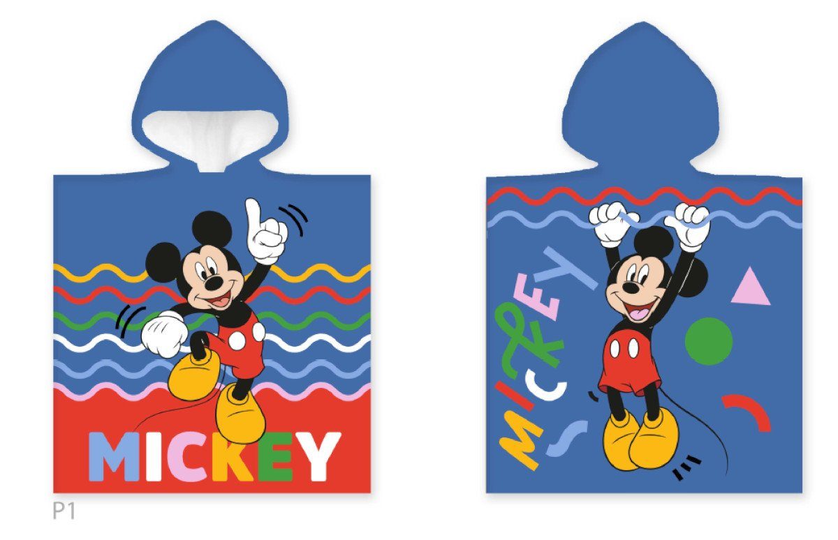 Disney Kapuzenhandtuch Mickey Mouse Poncho Strandtuch mit Kaputze 55 x 110 cm | Kapuzenhandtücher