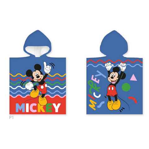Disney Kapuzenhandtuch Mickey Mouse Poncho Strandtuch mit Kaputze 55 x 110 cm