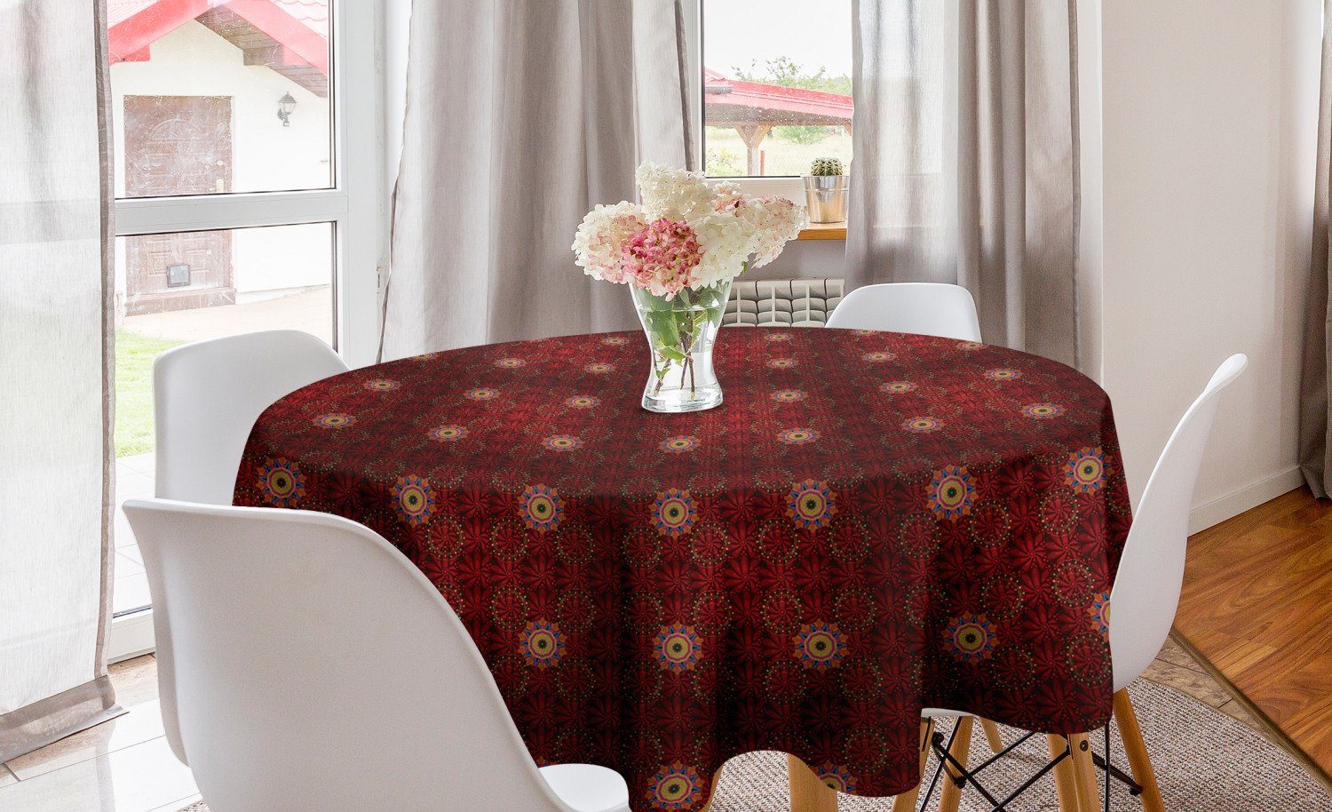 zeigen Sie anmutige Würde Abakuhaus Tischdecke Abstrakt orientalisch Dekoration, Klassisch Kreis Tischdecke Küche für Esszimmer Abdeckung Medaillon