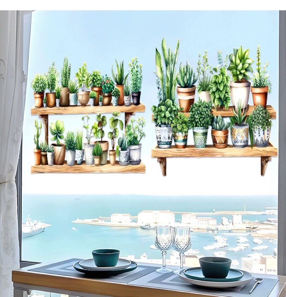 Coonoor Fenstersticker Pflanzen-Glasfensteraufkleber, Blumenmuster-Fenstera günstig online kaufen