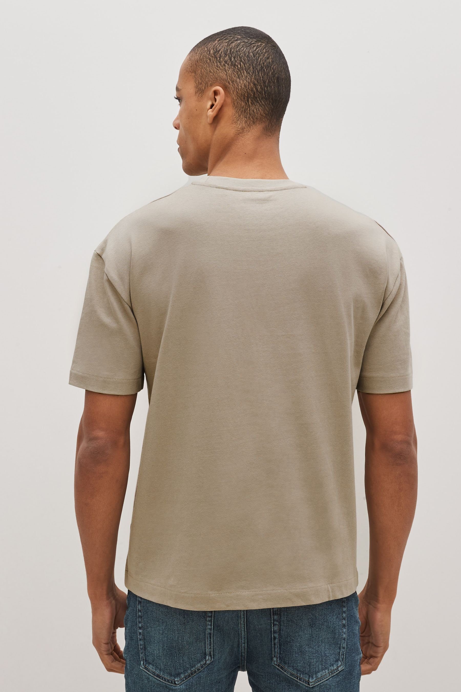 Next T-Shirt schwerem Stone T-Shirt aus Natural (1-tlg) Stoff