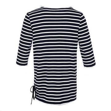 modAS Rundhalsshirt Damen Long-Shirt 1/2-Arm Streifen Maritim mit modischer Schnürung