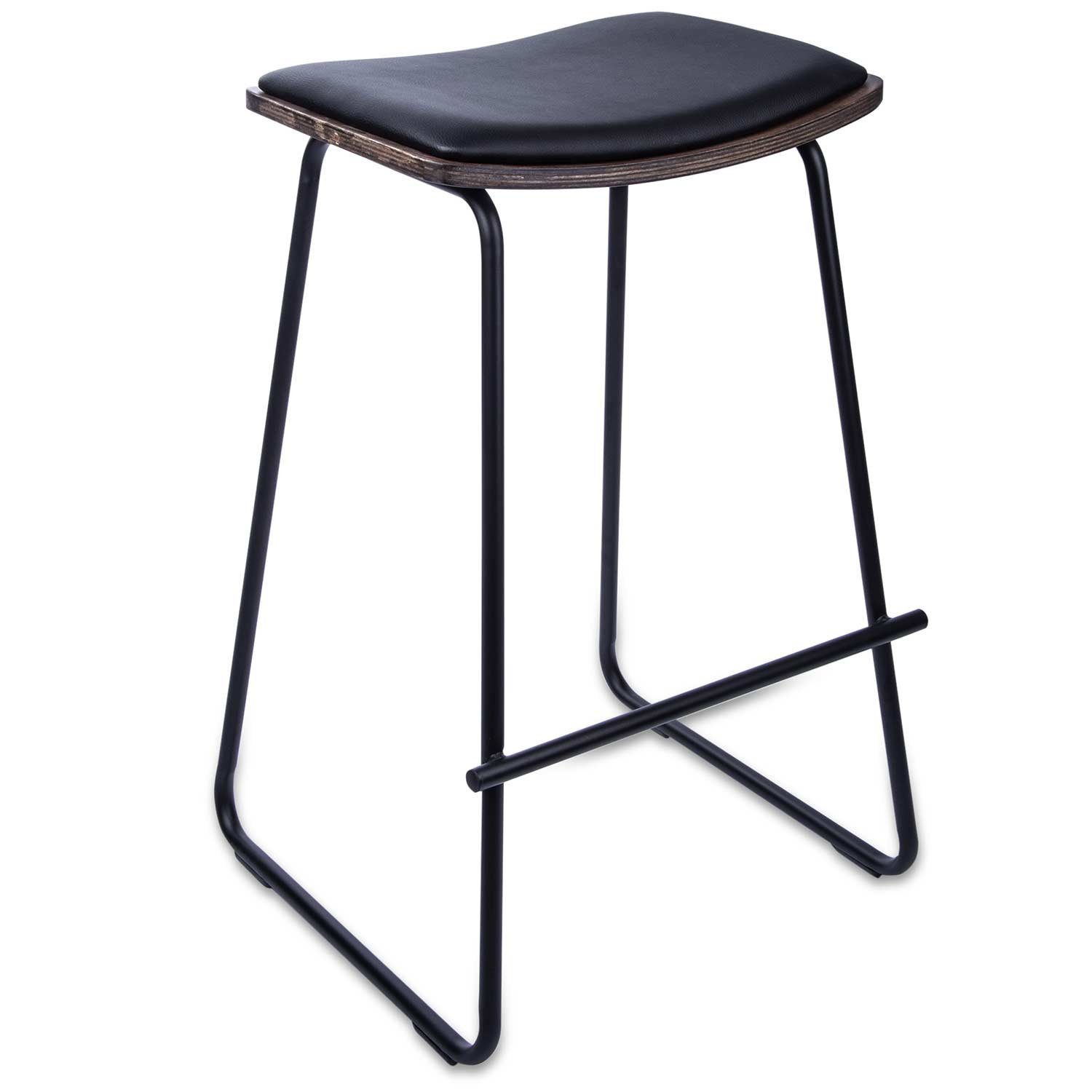 Bar-Chair mit Barstuhl Metall und (Küchen-Hocker Fußstütze bequemer Goods+Gadgets aus Barhocker Sitzauflage mit Leder-Sitzfläche Deluxe),