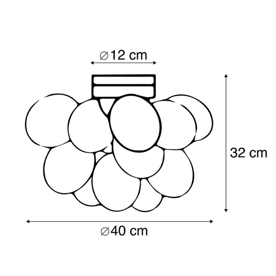 Qazqa Deckenleuchte Uvas, ohne Leuchtmittel, Warmweiß, QAZQA Deckenleuchte, g9, Schwarz, Glas, Design