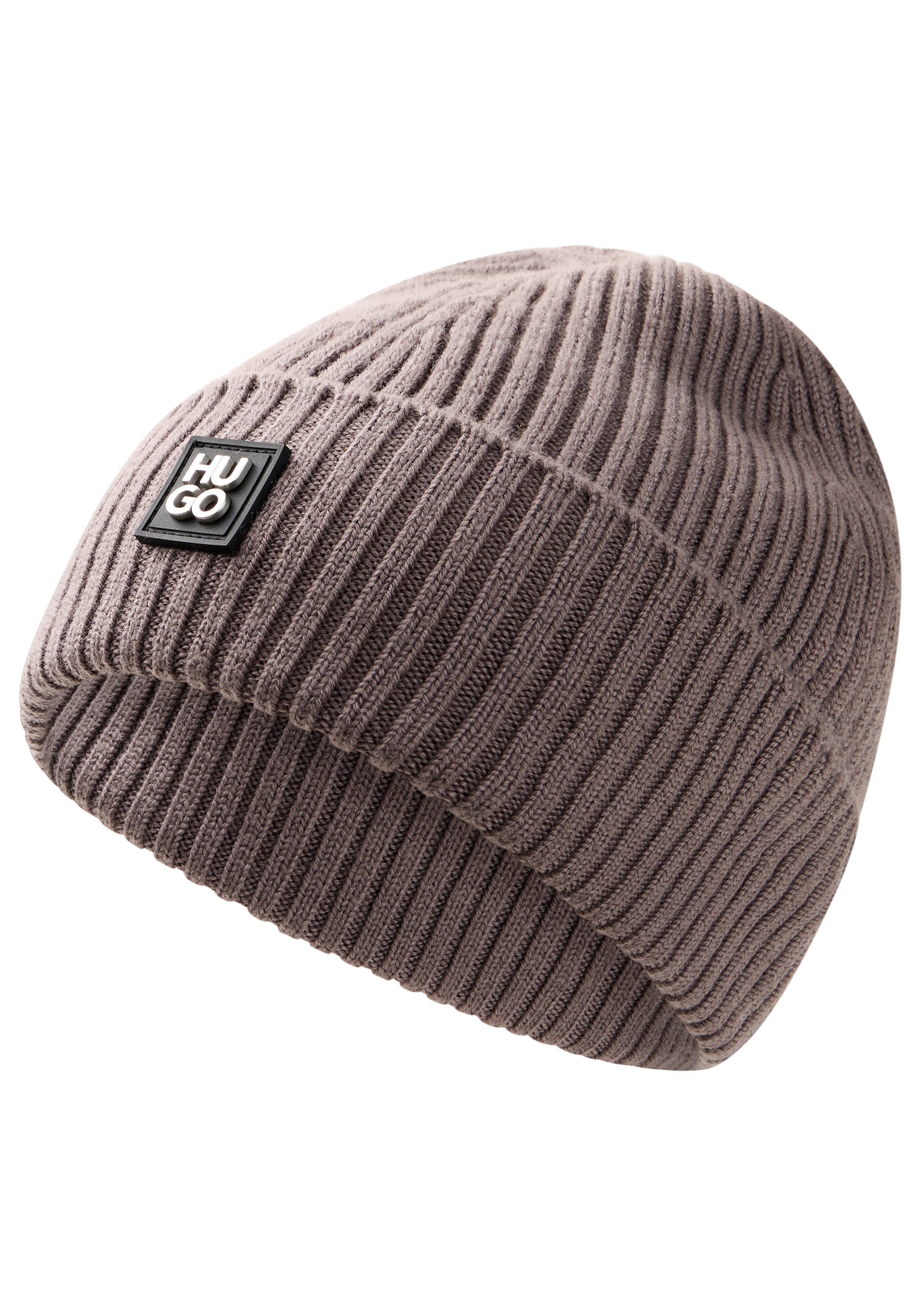 HUGO Strickmütze Xola Metal mit Stack-Label, unisex