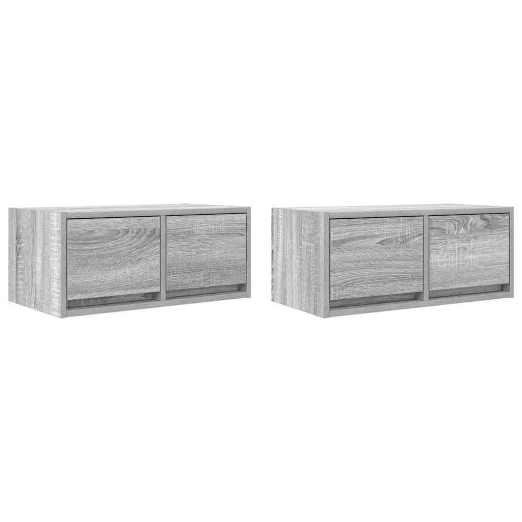 vidaXL TV-Schrank TV-Schränke 2 Stk. Grau Sonoma 60x31x25,5 cm Holzwerkstoff (2-St)
