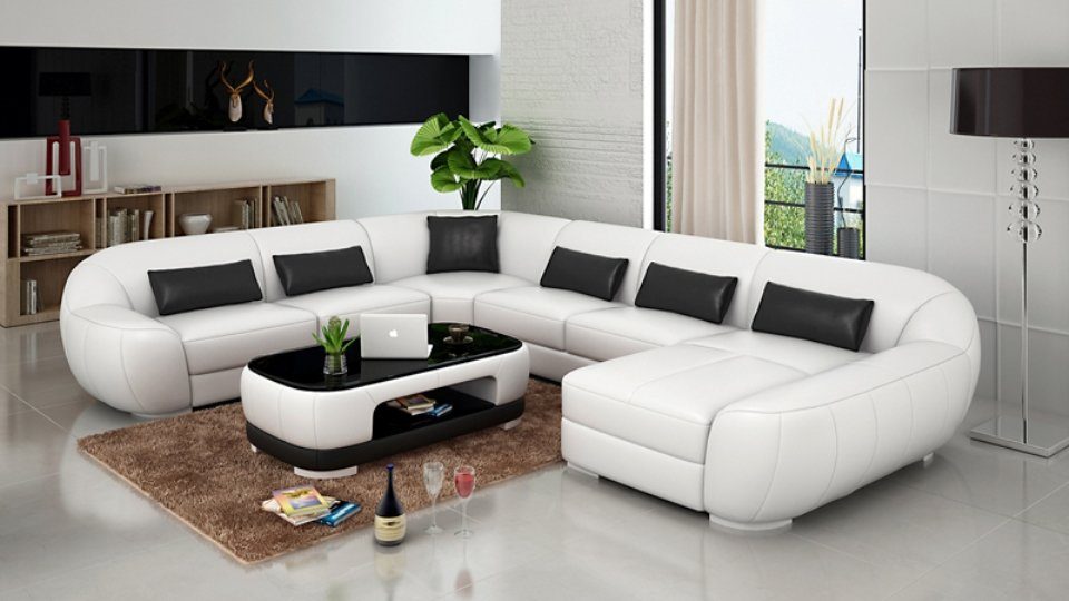 Eck Ecksofa Ledersofa Wohnlandschaft JVmoebel Couch Ecksofa, Modern Sofa Design