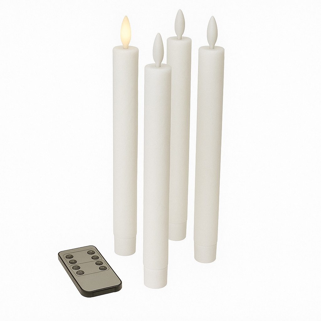 LED-Kerze Stabkerzen 24,5 cm, LED Echtwachskerzen mit Timer und Fernbedienung