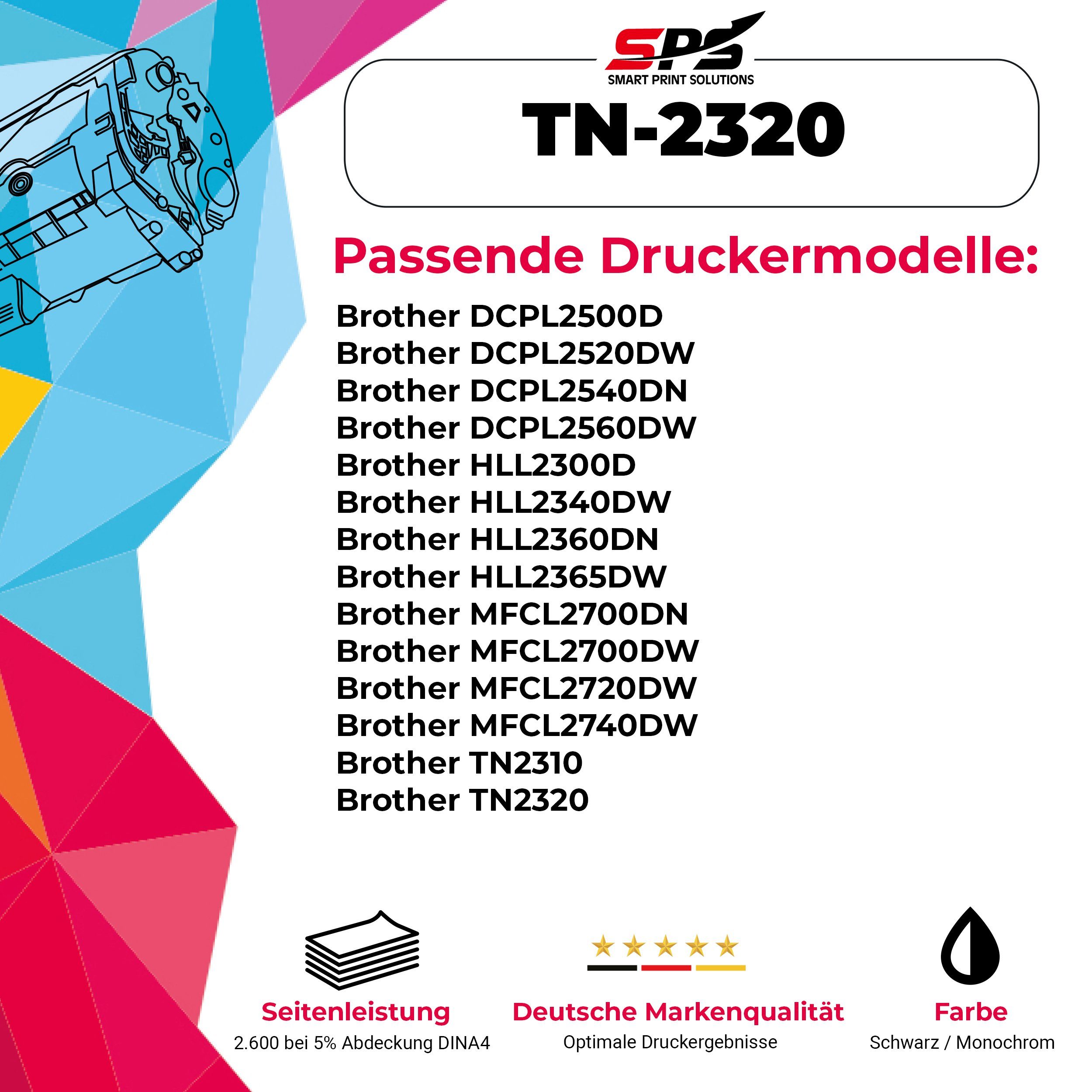 SPS Tonerkartusche Kompatibel für Brother Pack) (1er 2500 TN-2320, DCP-L