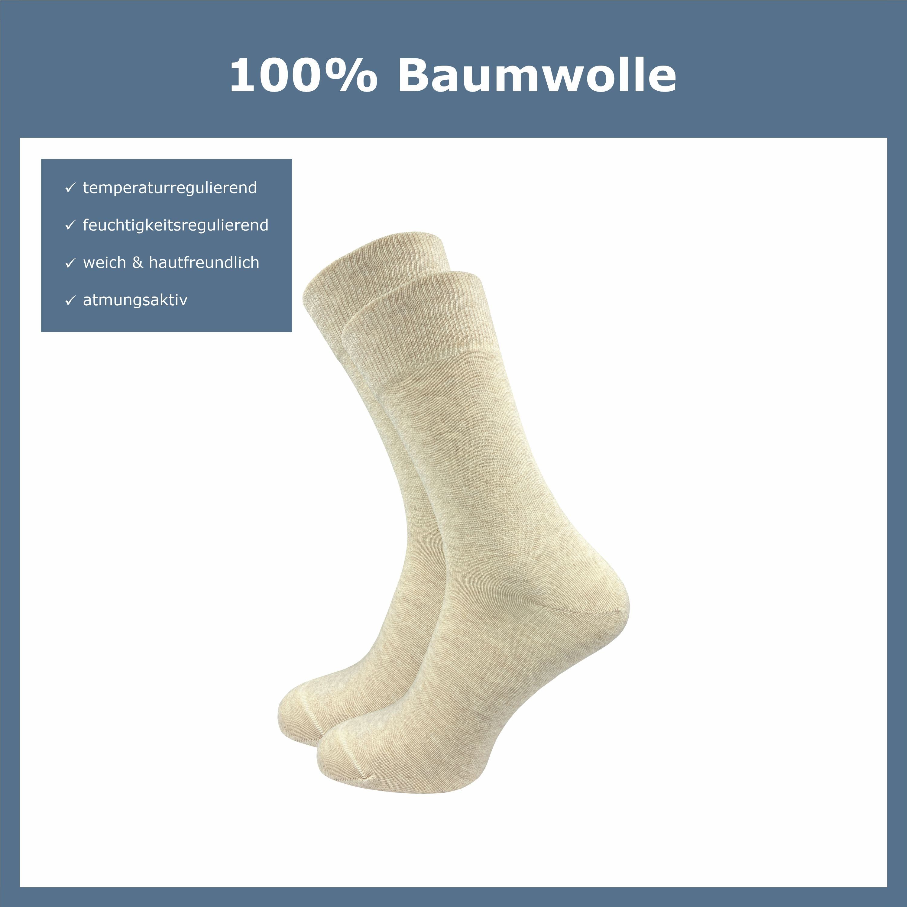 (10 Garn aus - Socken Haltbarkeit Baumwollsocken lange Weiche hellbraun für Sneakersocken 100 für Damen gekämmte & verstricktes Reine ca·wa·so - % Paar) Baumwolle Baumwolle Doppelt