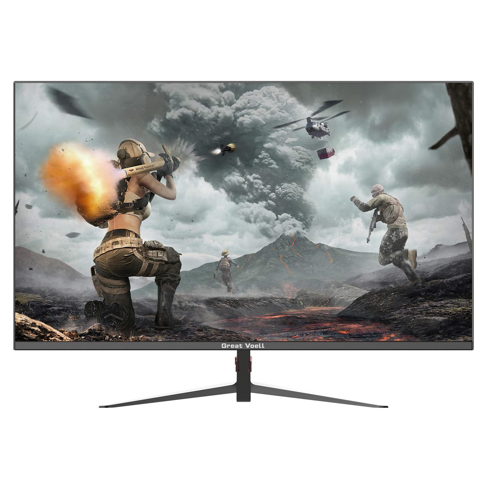 Great Voell 27 Zoll FHD, Integrierte Lautsprecher, Büro-Monitor, Gaming Gaming-Monitor (68,6 cm/27 ", 1920 x 1080 px, FHD, 1 ms Reaktionszeit, 100 Hz, VA LED, Integrierte Lautsprecher, 300 cd/, FreeSync, 100x100mm VESA)