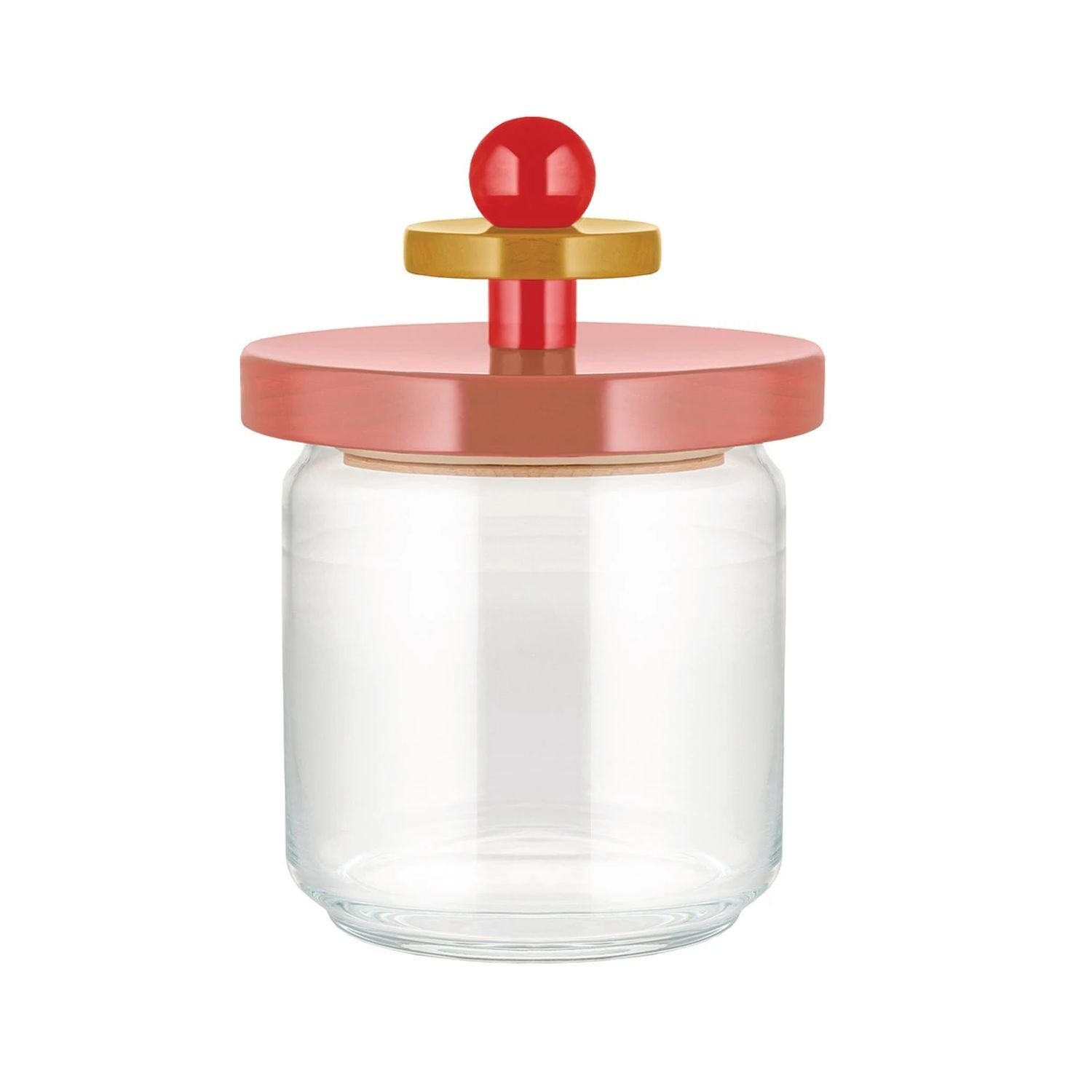 Alessi Vorratsdose Sottsass Collection Twergi Rosa 750 ml, Buchenholz, Glas, (1-tlg)