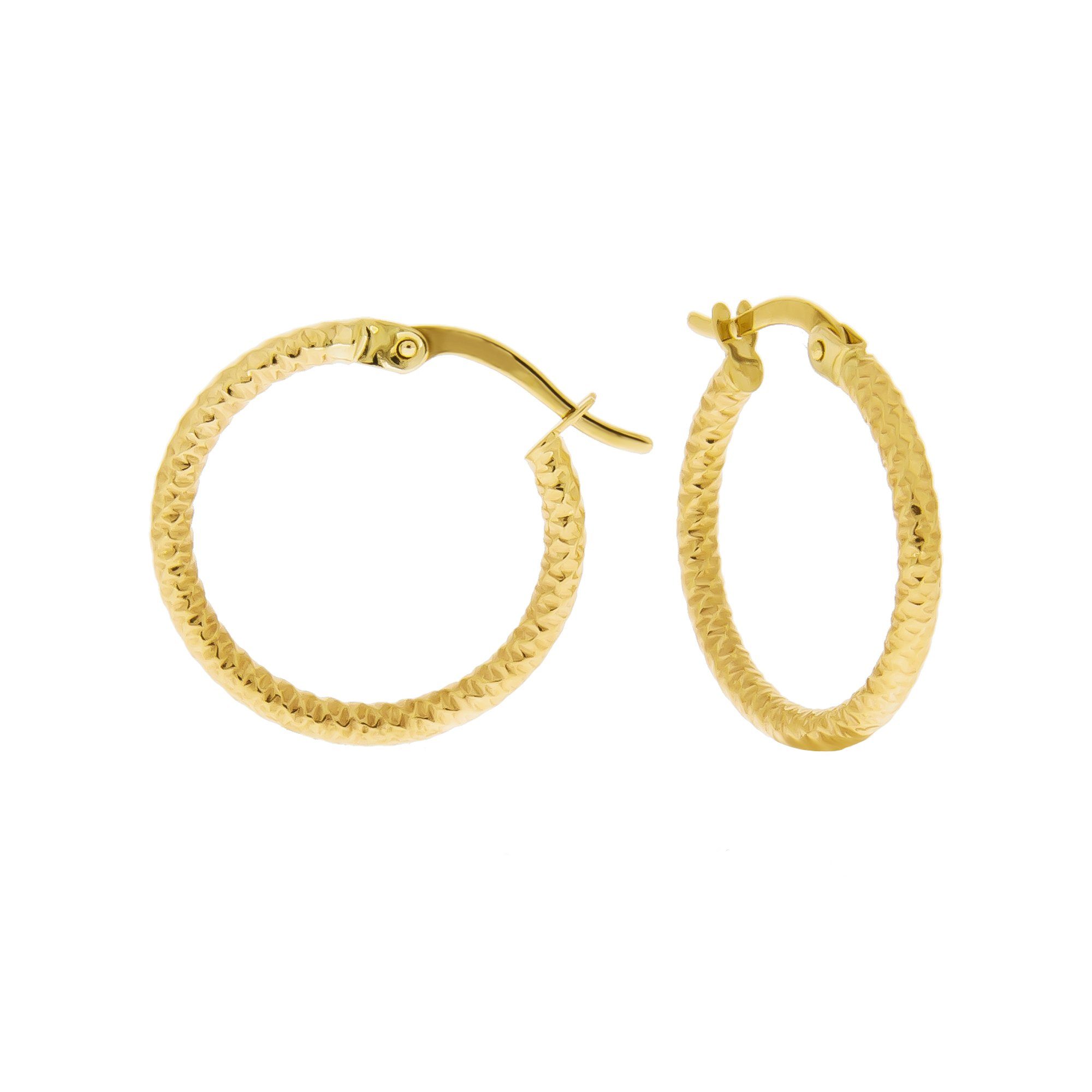 Paar Creolen Gold 375 strukutriert 18mm