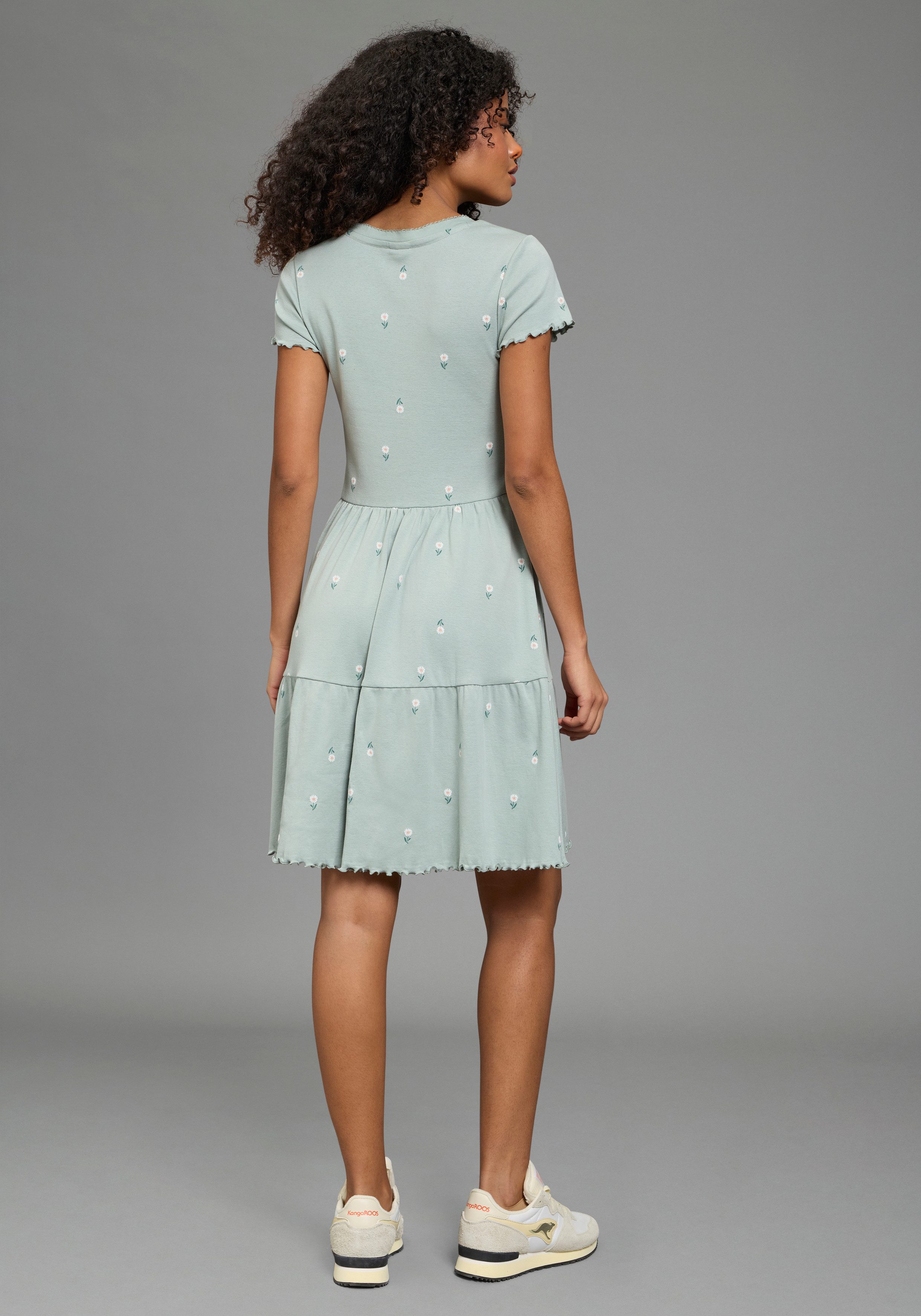 KangaROOS Jerseykleid mit Volants, für Casualmode und Streetwear, aus Baumwolle, Kurzarm