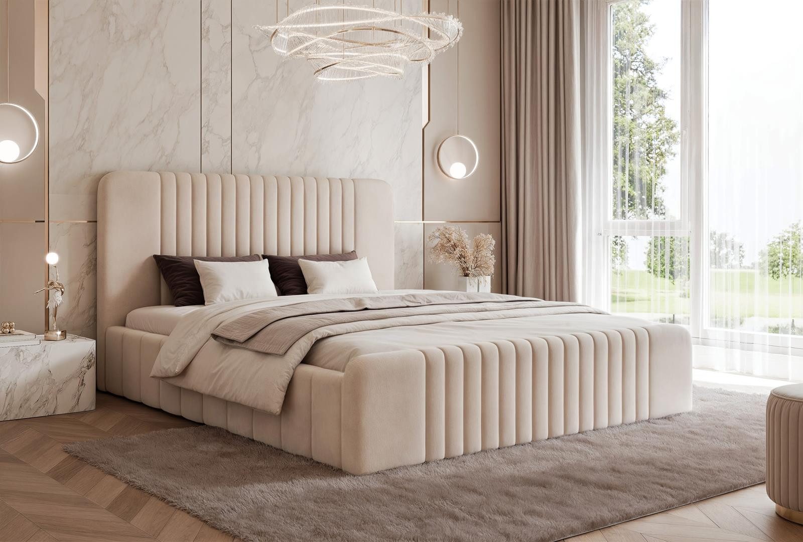 Compleo Polsterbett Doppelbett, Designer Polsterbett, elegantes günstig online kaufen
