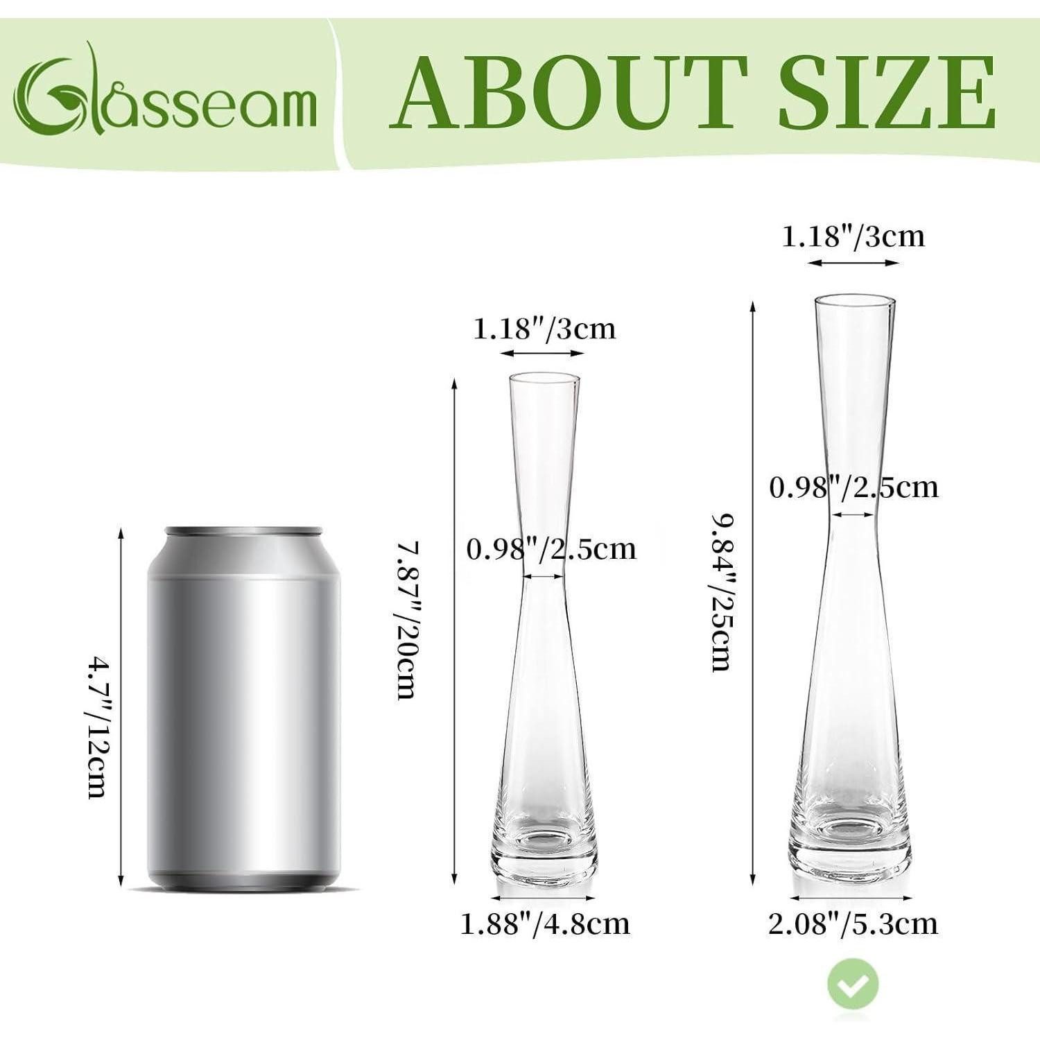 LuxusKollektion Tischvase 3er Set Handmade Glasvasen 24.5cm Hoch - Schmale Blumenvase für Tulpen