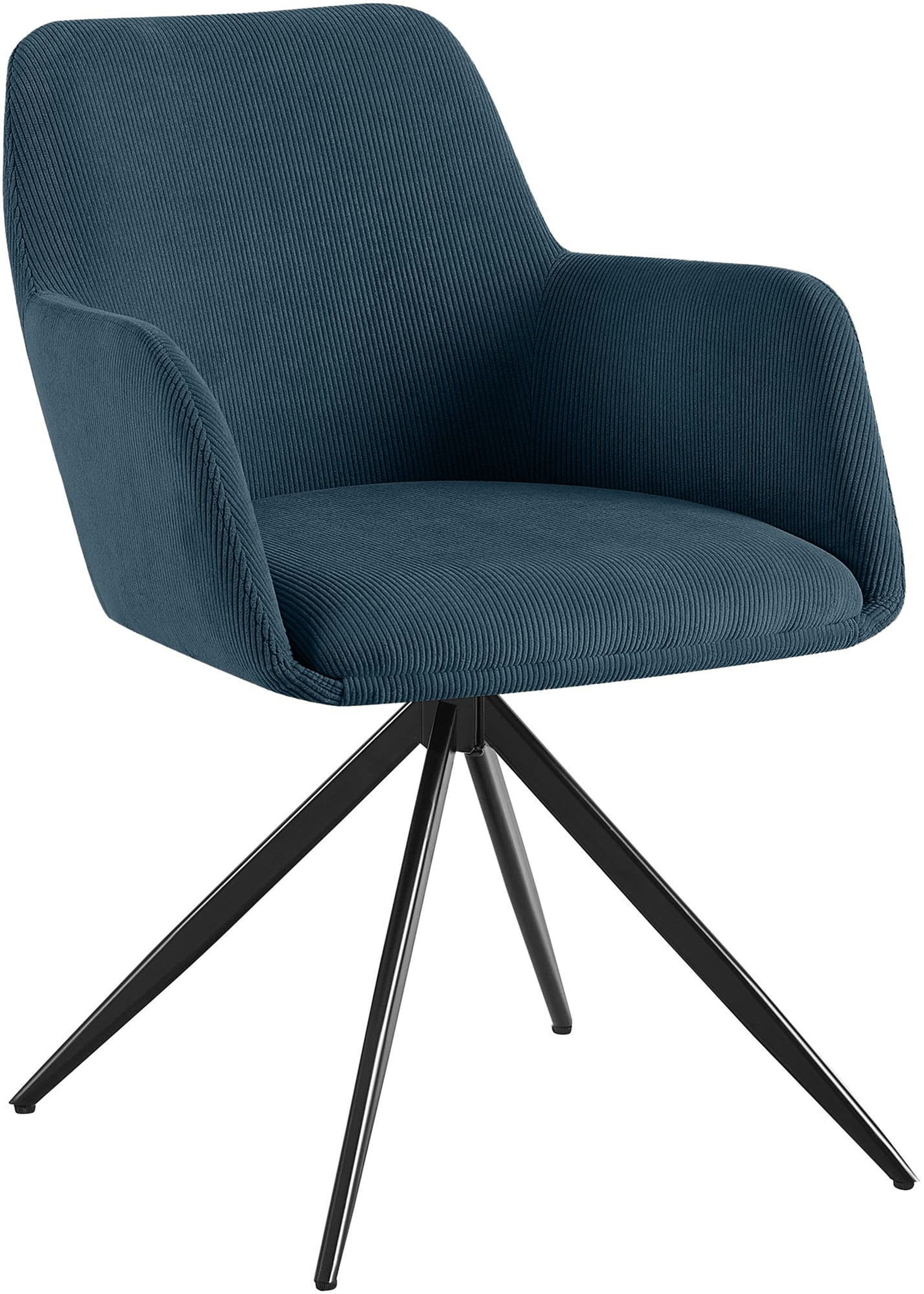 TPFLiving Besucherstuhl 180 Grad Drehfunktion, Stuhl mit bequemer Sitzfläche: Cord blau