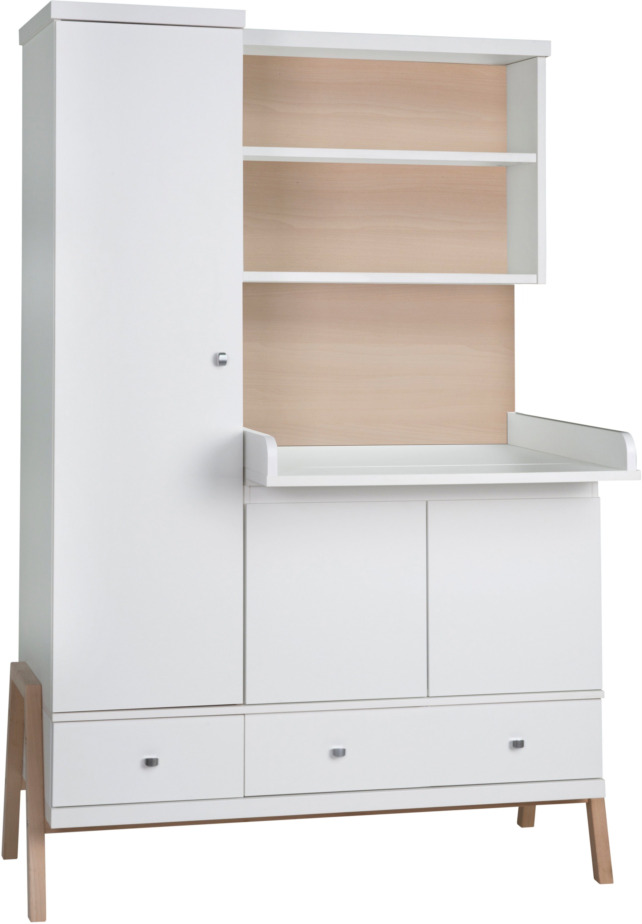 Germany inkl. Umbaukit Made Schardt Nature mit Kinderkleiderschrank Holly in Wickelkommode zur Sitzbank;