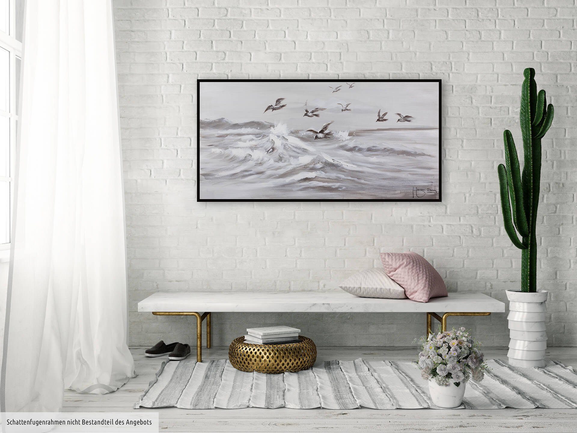KUNSTLOFT Gemälde Kapriolen 120x60 cm, Leinwandbild 100% HANDGEMALT Wandbild Wohnzimmer