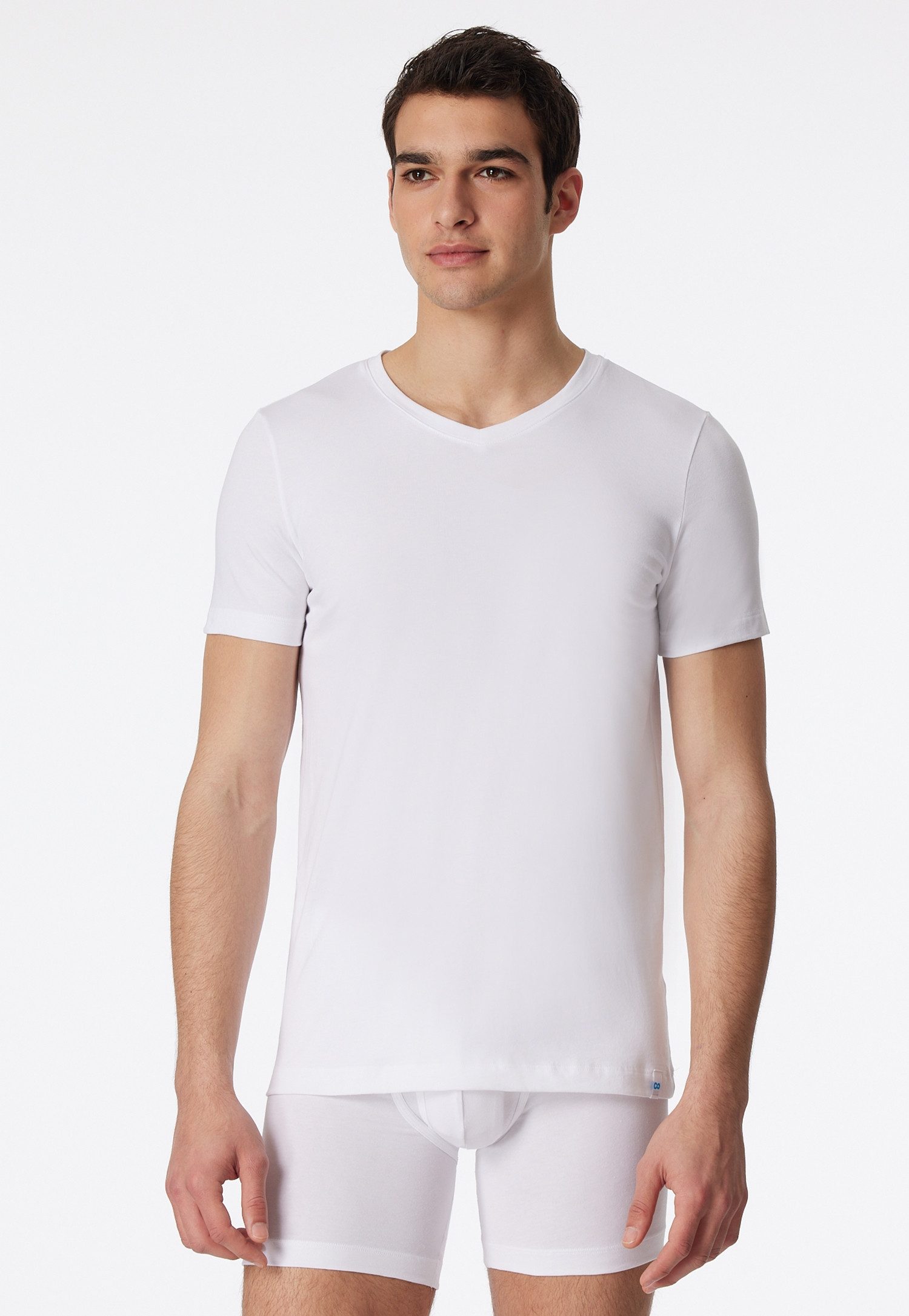 Schiesser T-Shirt Long Life Rib körpernahe Schnittform mit V-Ausschnitt, Cotton-Mix