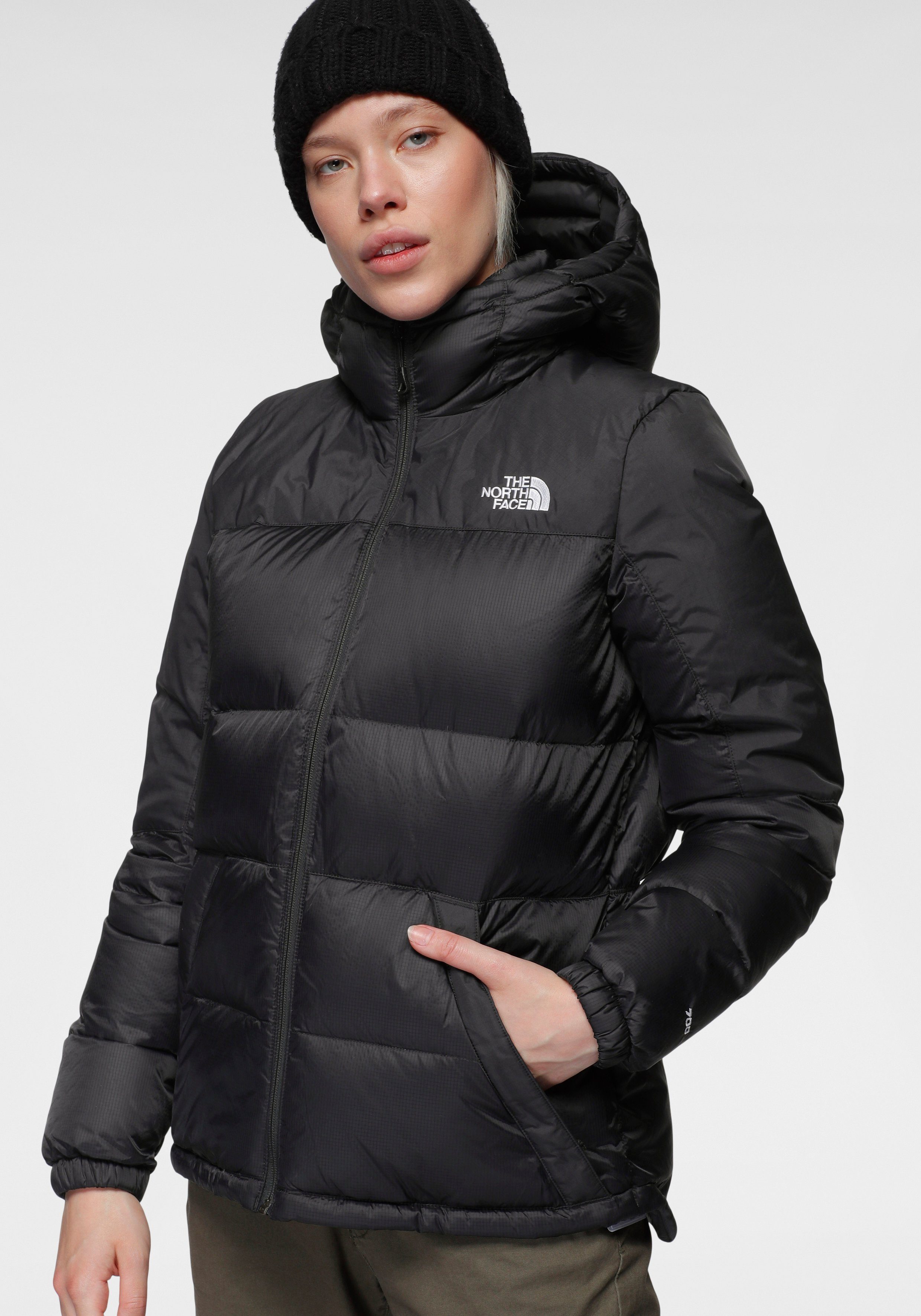 The North Face Daunenjacke mit Kapuze und hochschließendem Kragen, winddich günstig online kaufen