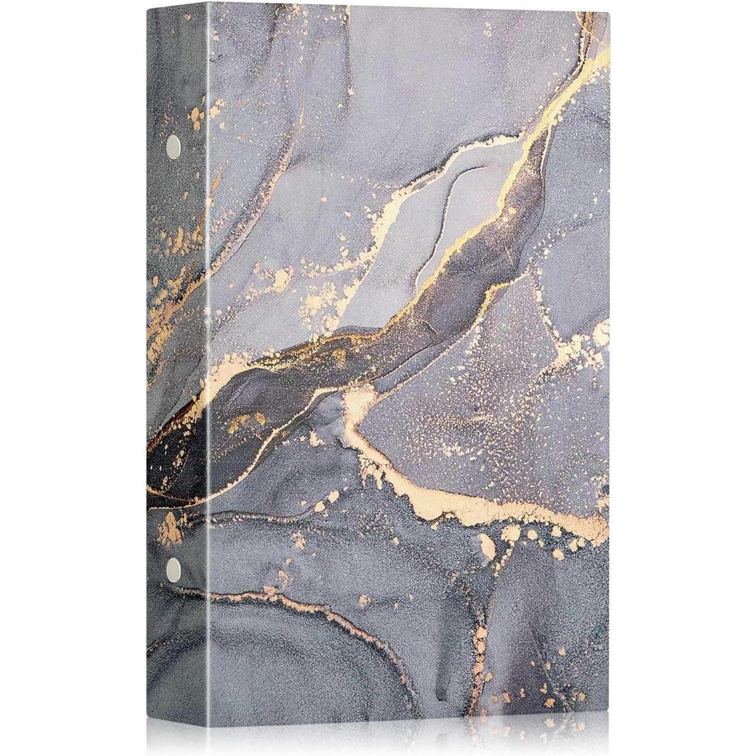 LuxusKollektion Einsteck-Fotoalbum Fotoalbum 10x15cm 300 Taschen Leder Hardcover 300 Fotos Graues Gold