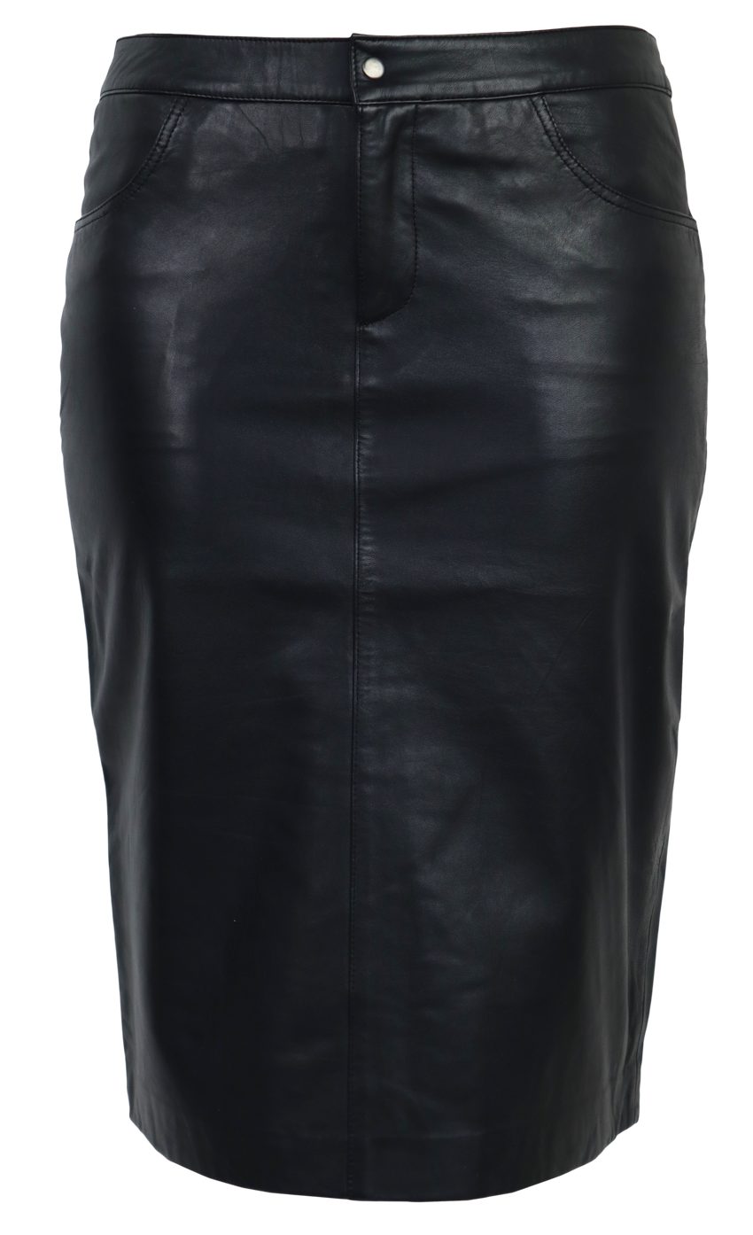 RICANO Lederrock 095 Skirt Lederrock in Bleistift-Form mit Zwei Fronttaschen