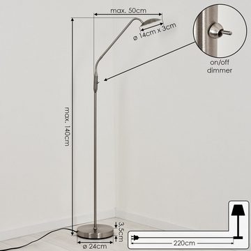hofstein Stehlampe »Schignano« Bodenlampe aus Metall/Glas in Nickel-matt/Weiß/Klar, 3000 Kelvin, dimmbar,mit Tastdimmer, LED inkl., 600 Lumen