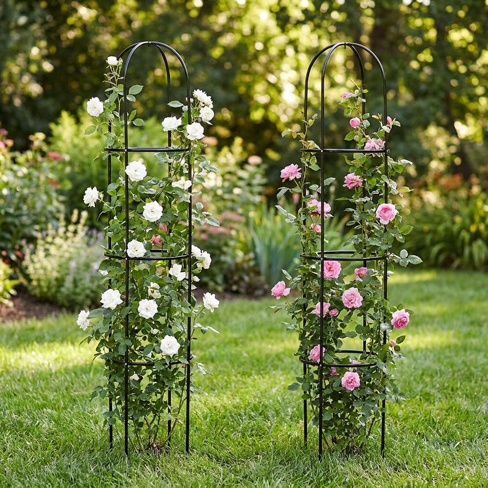 Harms Import Rankgitter, 2x Rank Obelisk Hilfe Blumen Säule Rosen Blumen Gitter grün Höhe 191cm