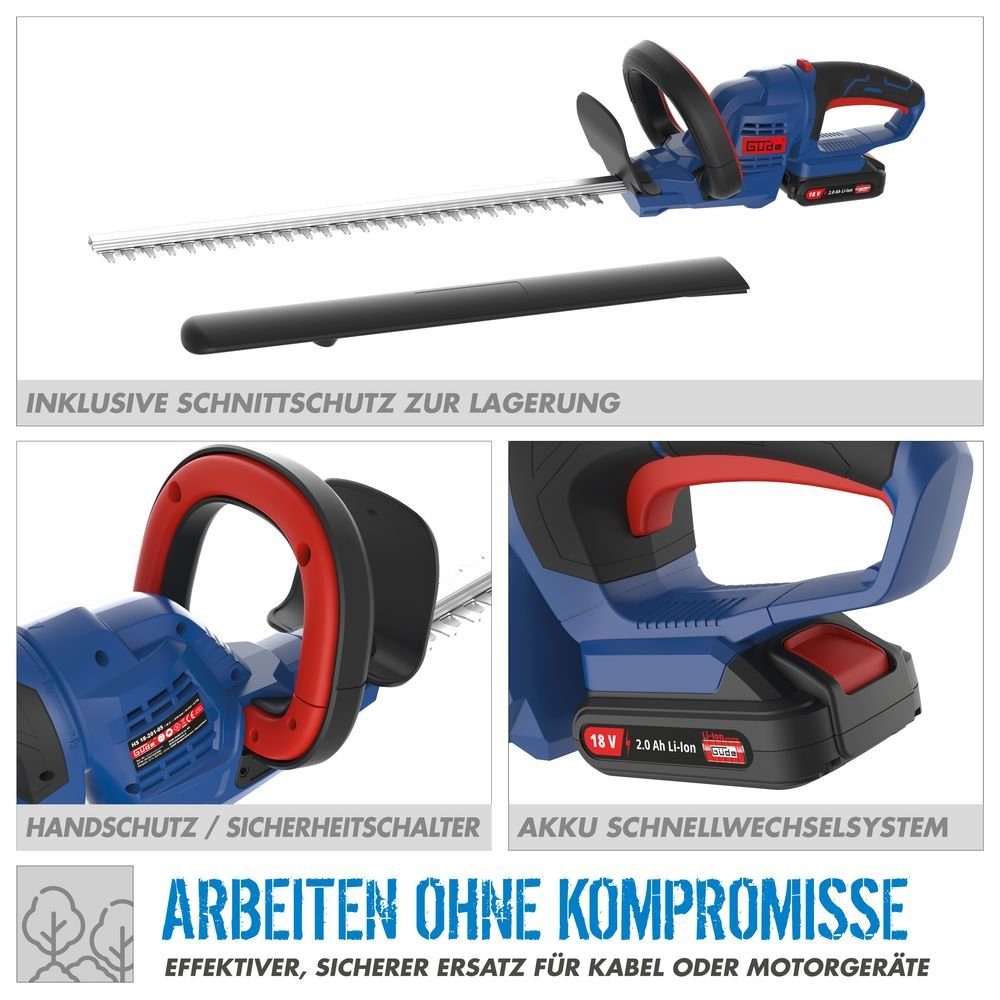 Güde Akku-Heckenschere GÜDE Akku Heckenschere HS 18-0 18V E³ Akkusystem ohne Akku / Ladegerät