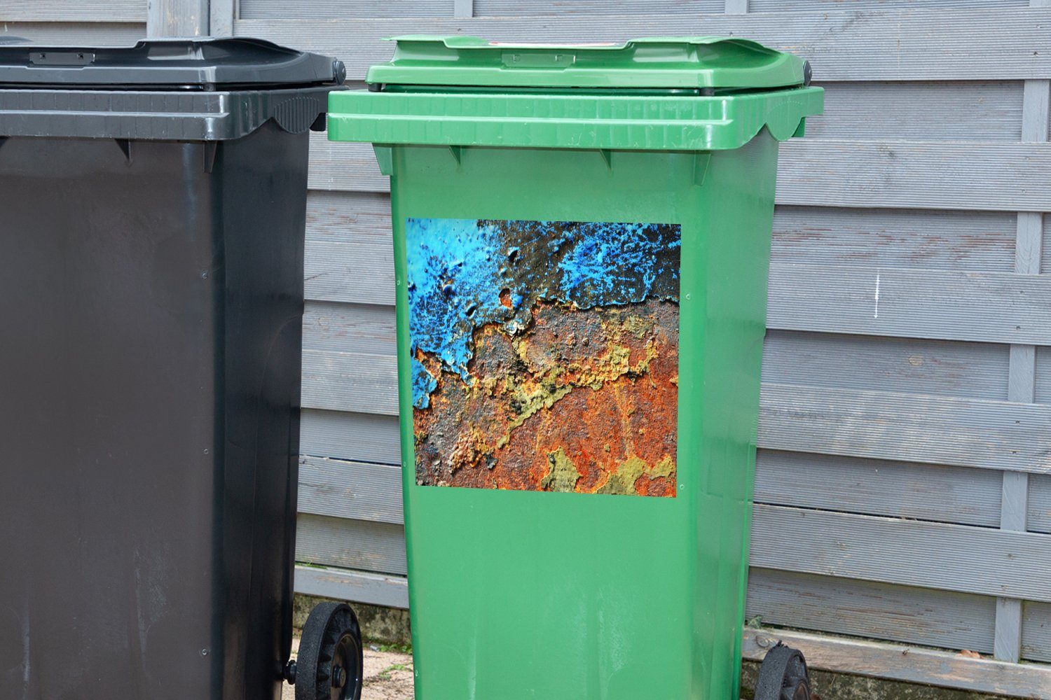 Rost - St), Eisen - (1 - Wandsticker Abfalbehälter Mülltonne, Metall Industrie Sticker, MuchoWow Mülleimer-aufkleber, Container,