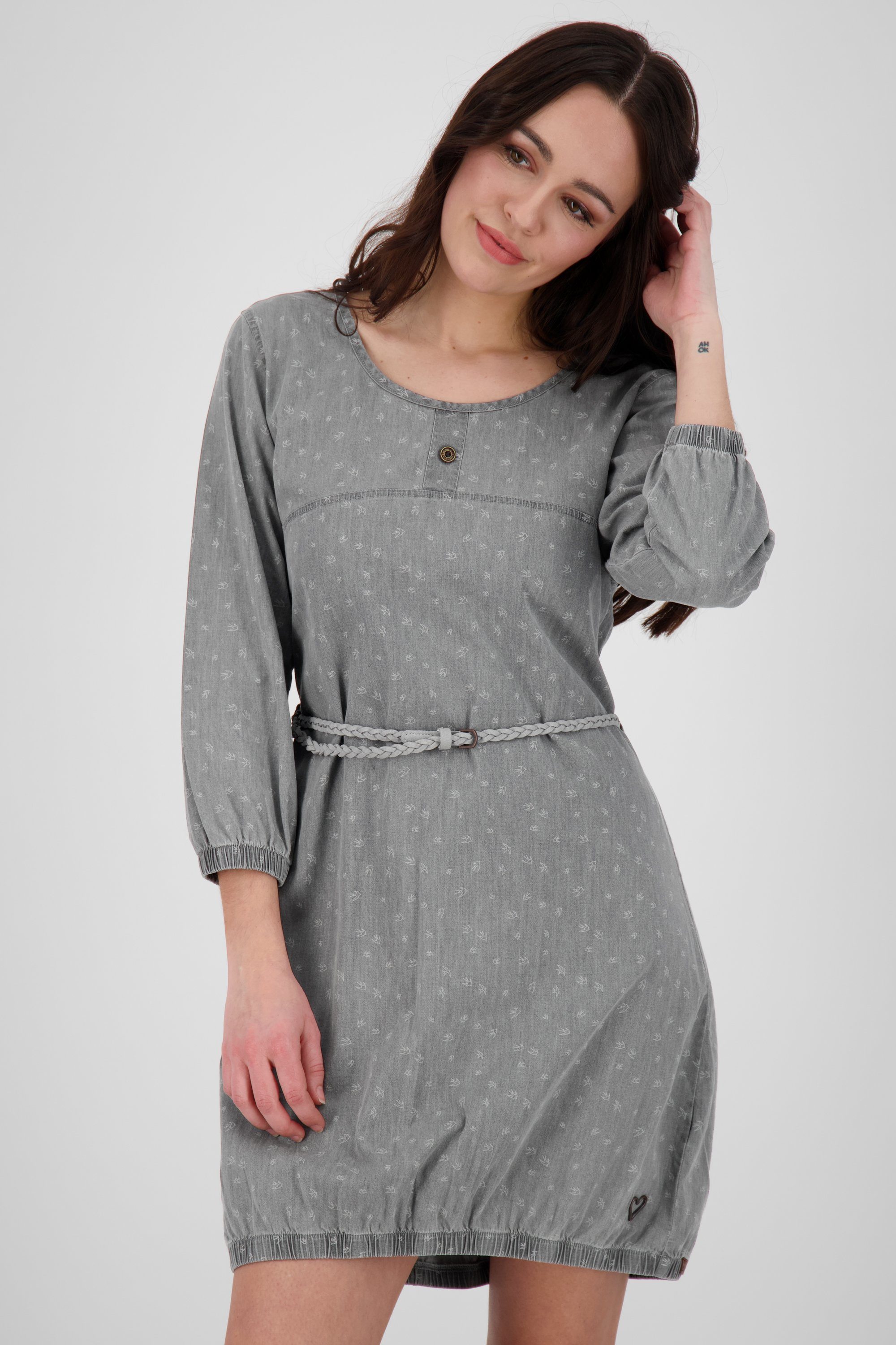 Sommerkleid & DoroAK Damen Sommerkleid, DNM denim steal Kleid Longsleeve Kickin Dress Alife B