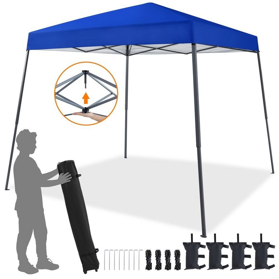 Yaheetech Faltpavillon, Pop-Up Pavillon 3×3 m Deckfläche Wasserdicht Gartenzelt mit 4 Sandsäcken und Tragetasche auf Rollen, geeignet für Camping,…