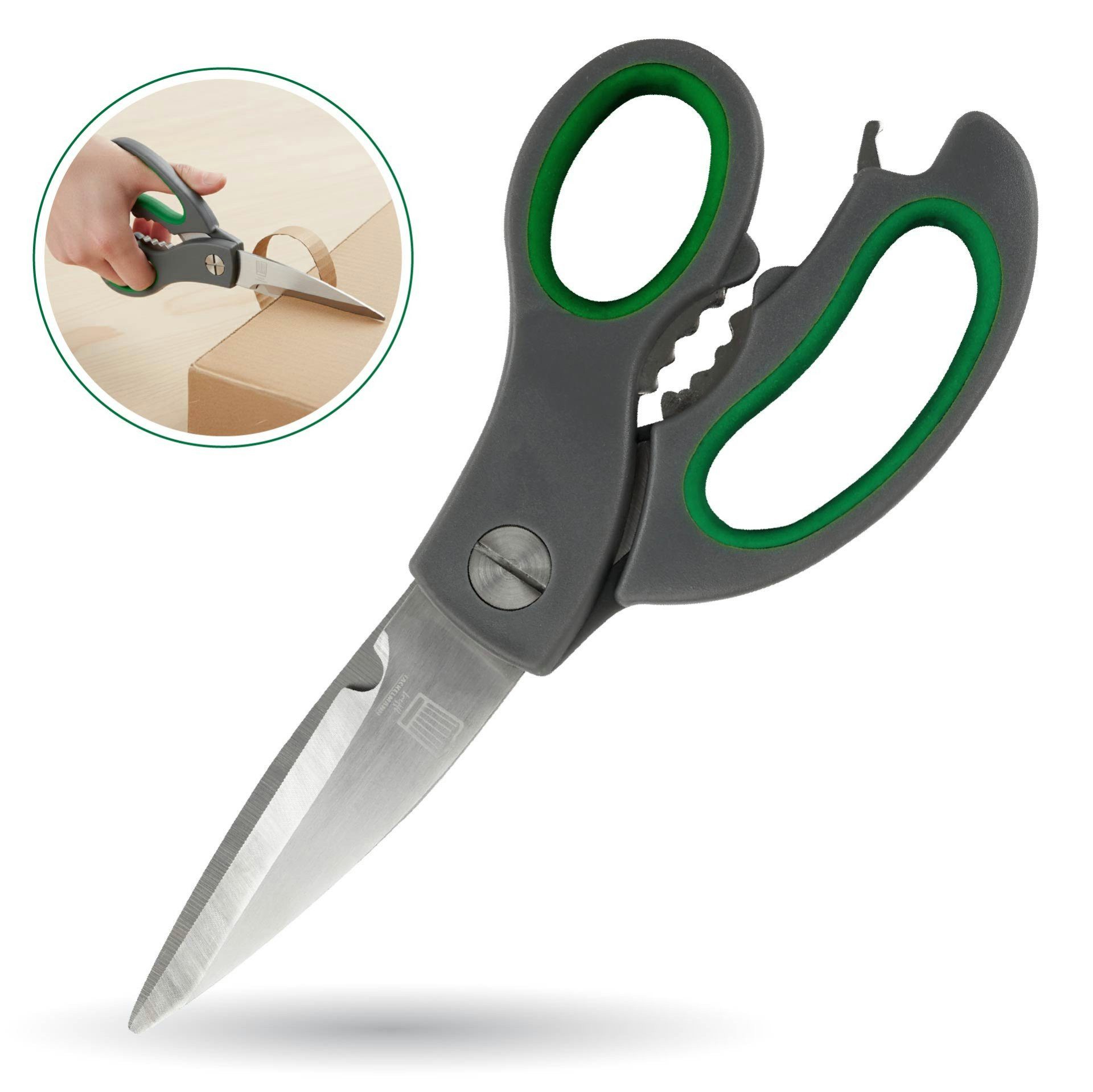 Chefkoch trifft Fackelmann Universalschere Multifunktionsschere "Bonn": Edelstahlklinge 230mm – Soft-Grip