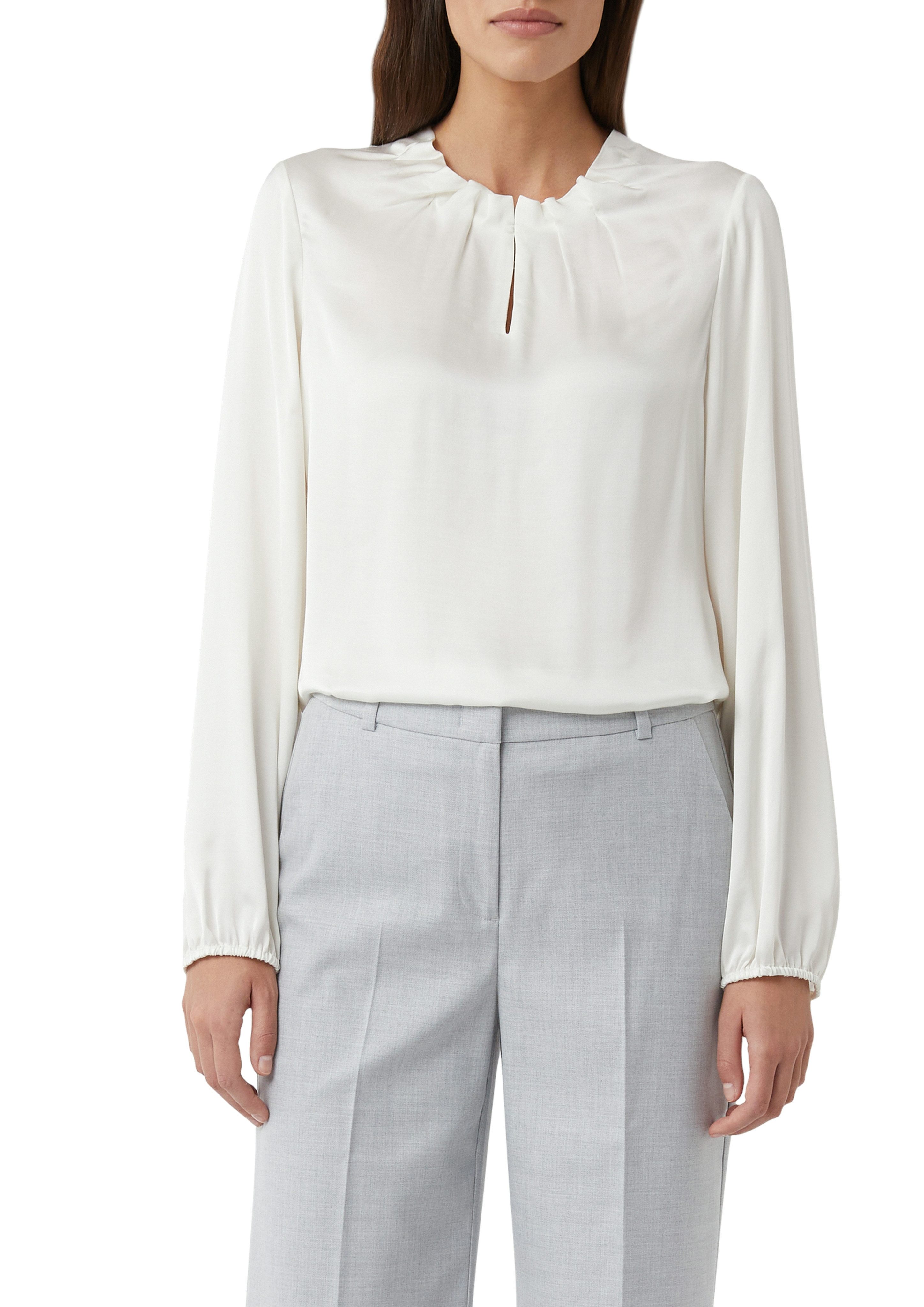 comma Langarmbluse mit gerafften Kragen günstig online kaufen