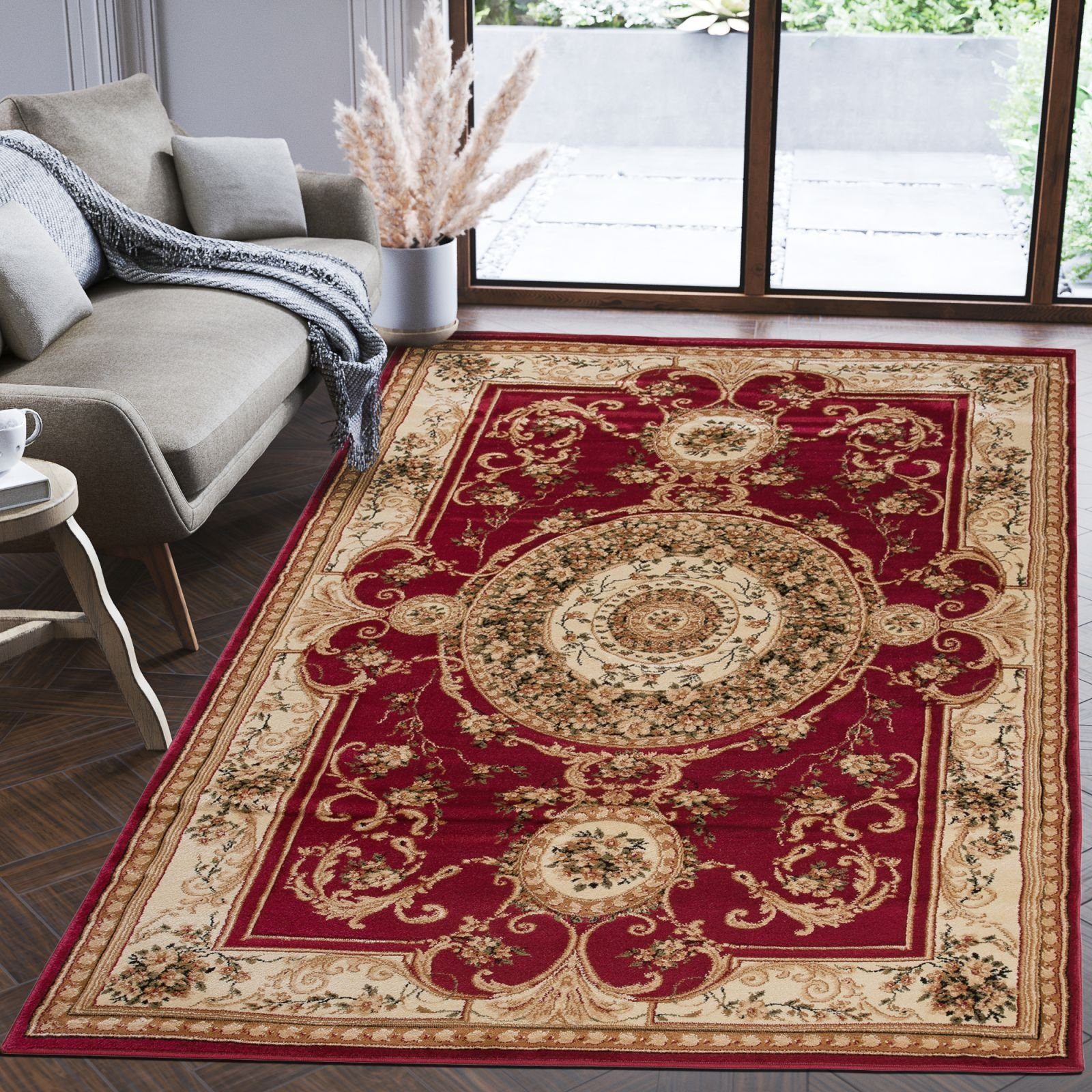 Mazovia Orientteppich Klassisch Bordüre Rot Flur, Diele, Küche, Büro, Fußbodenheizung – Bild 2 von 5