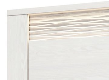 Feldmann-Wohnen Wohnzimmer-Set Clermont, (Set, 2-tlg., Wohnzimmer-Set besteht aus: - 1 Wohnwand - 1 Kommode), dekorative geriffelte MDF-Absetzungen, LED-Hintergrundbeleuchtung, Breite 365 cm