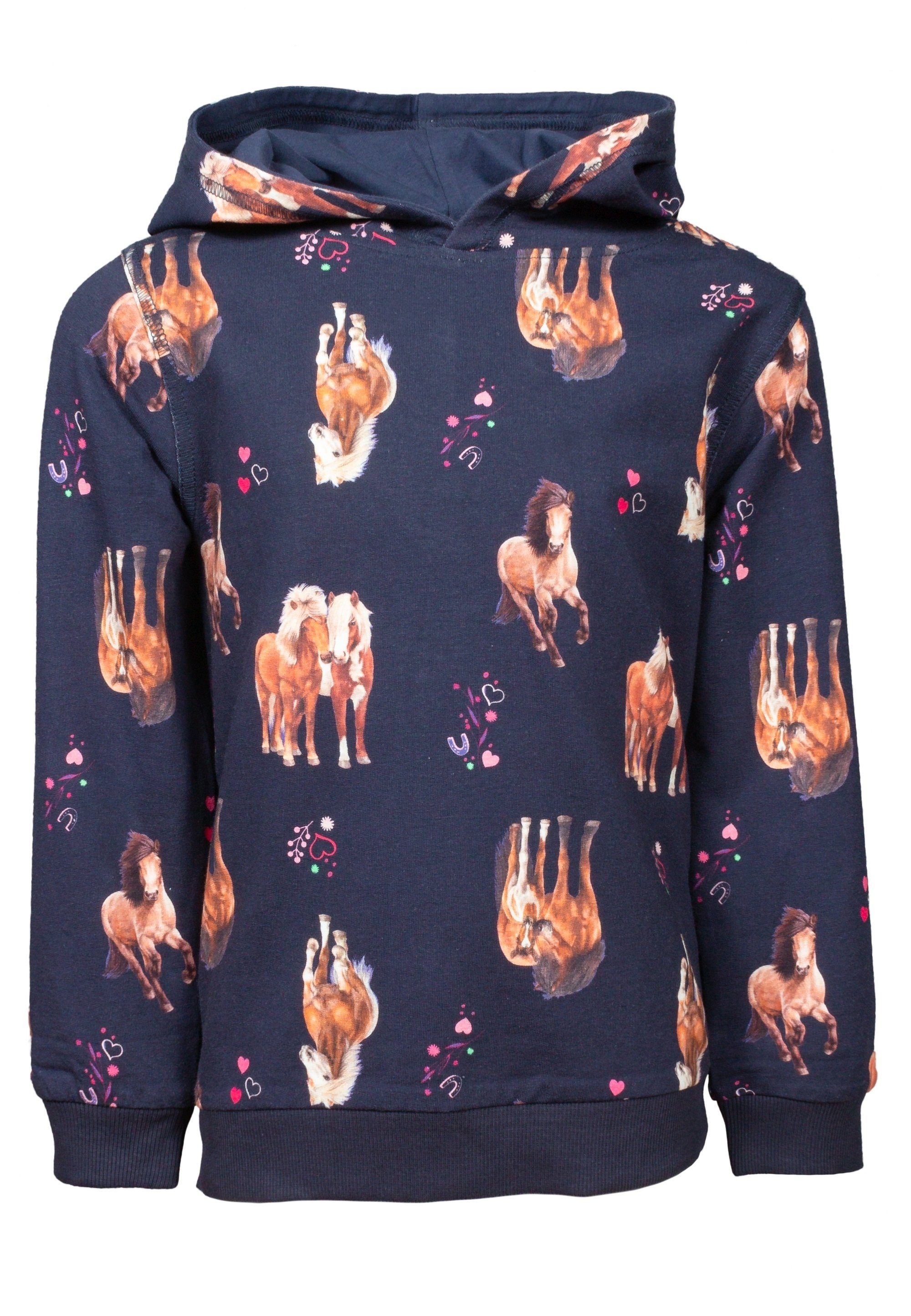 Pferde FREUNDE SALT AND PEPPER Sweater Girls Hoody Print AOP Horses (1, 1-tlg) navy