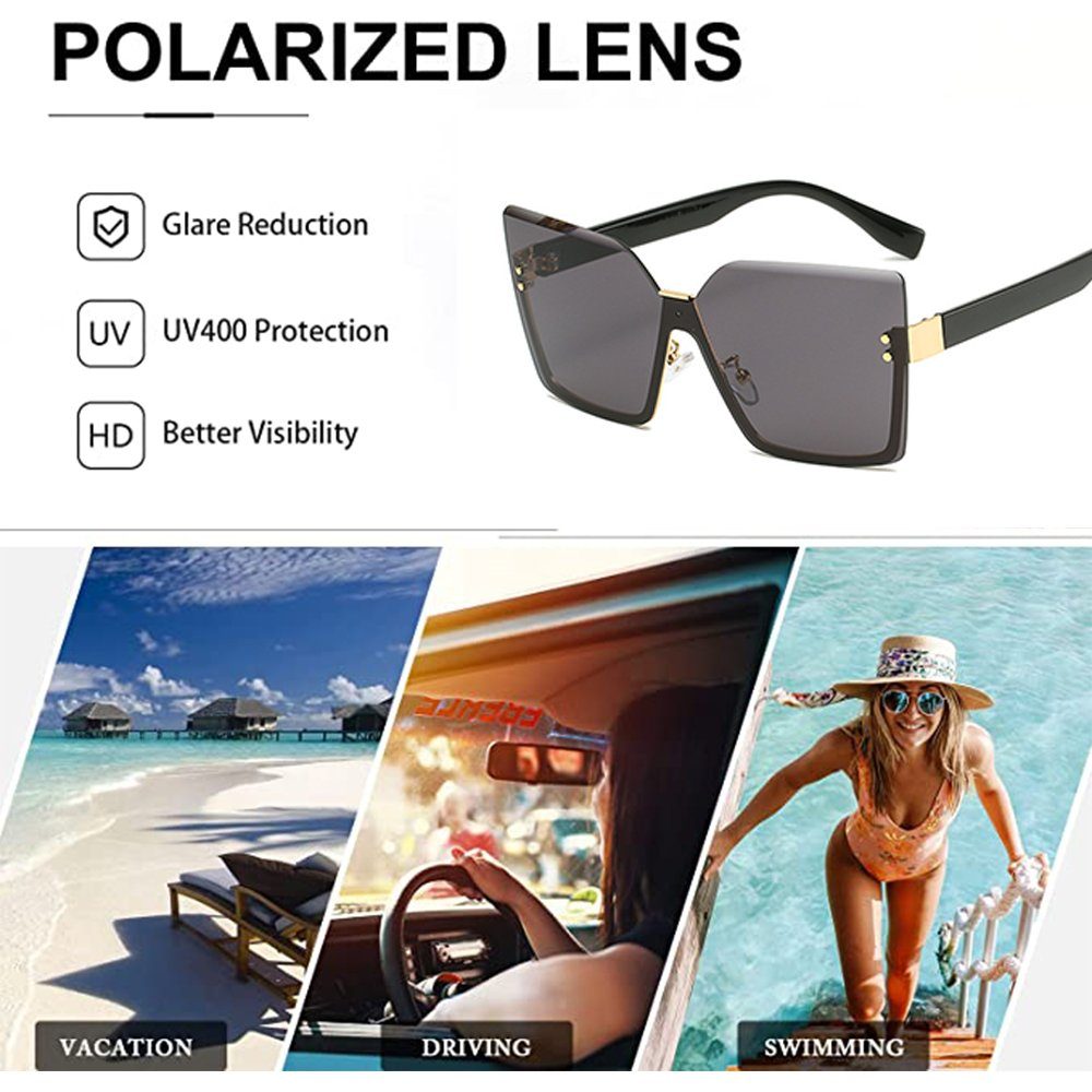 IBETTER Unregelmäßige Sonnenbrille Farbverlauf Damen,Halbgestelle Sonnenbrille Schwarz Sonnenbrille