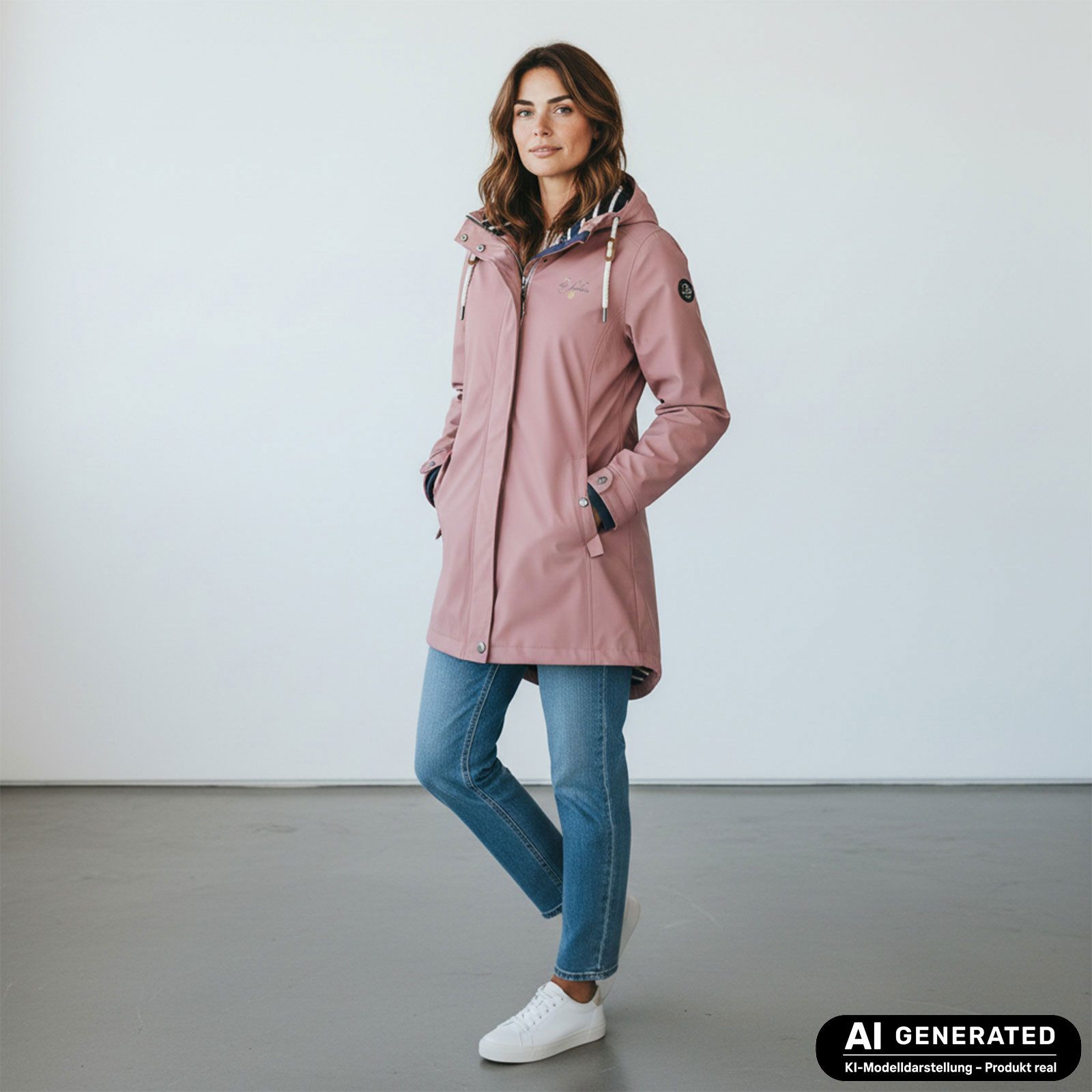 Dry Fashion Regenjacke Kiel Damen Regenmantel - Outdoor-Jacke Parka Wasserdicht & Winddicht Verschweißte Nähte, Kapuze verstellbar, abgedeckter Reißverschluss