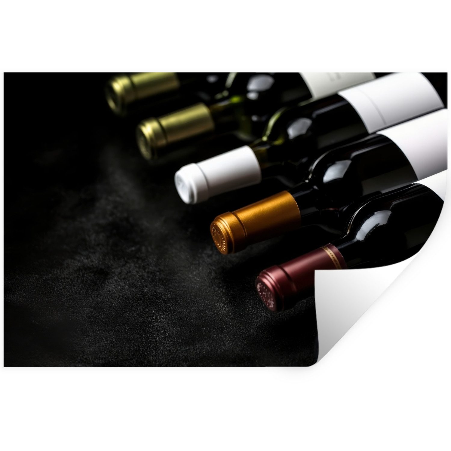 MuchoWow Wandsticker Wein - Flaschen - Vielfalt - Geschmacksrichtungen (1 St), Wanddeko, Aufkleber, Wandtattoo, 120x80 cm