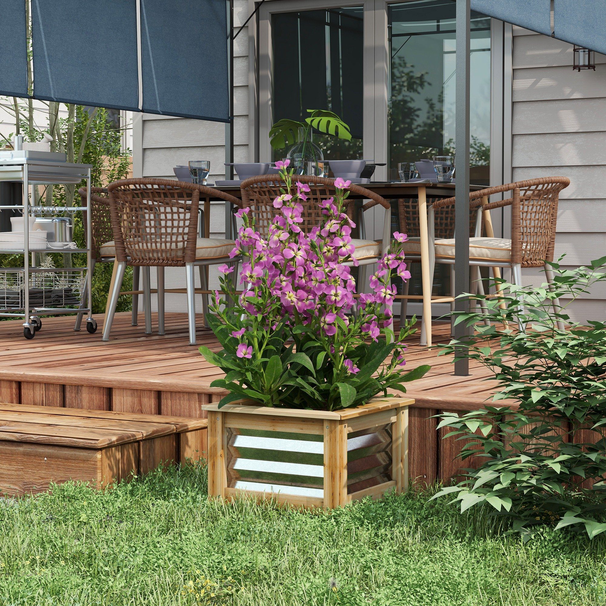 Outsunny Hochbeet mit Holzrahmen (Blumenkasten, 1 günstig online kaufen