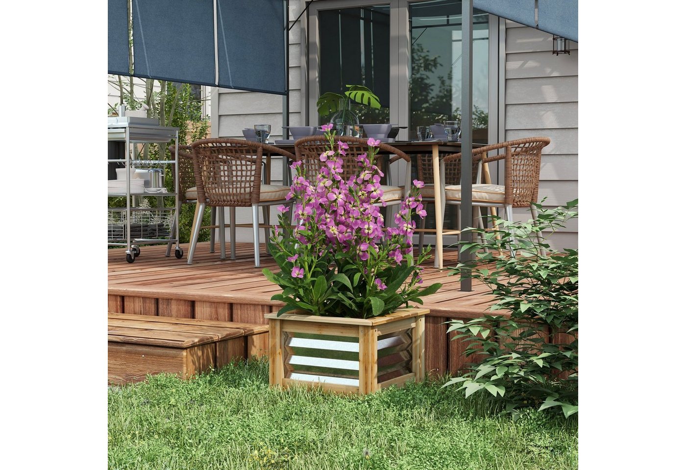 Thumbnail - Outsunny Hochbeet mit Holzrahmen (Blumenkasten, 1 St., Pflanzenkasten), für Garten, Balkon, Natur